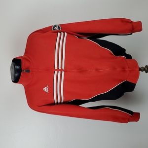 Vintage Adidas Soccer Three Strips red track jacket men size S